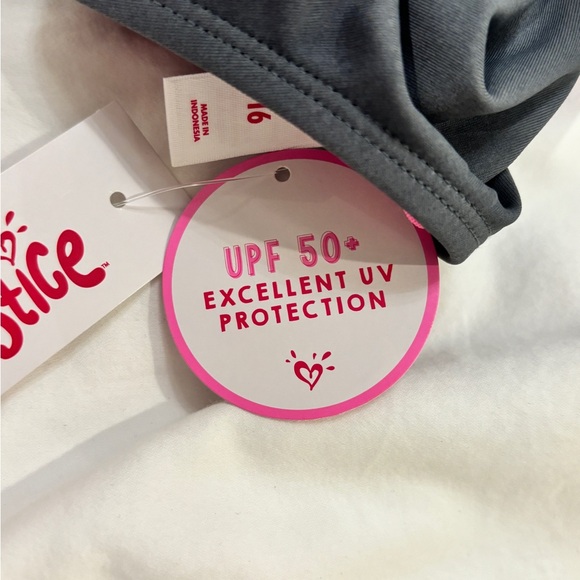 Justice Girl’s One-Piece Swimsuit with Rainbow Spaghetti Straps - Picture 6 of 8